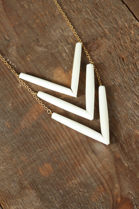 White Buffalo - Tribal Frontier Chevron Necklace by Prairieoats