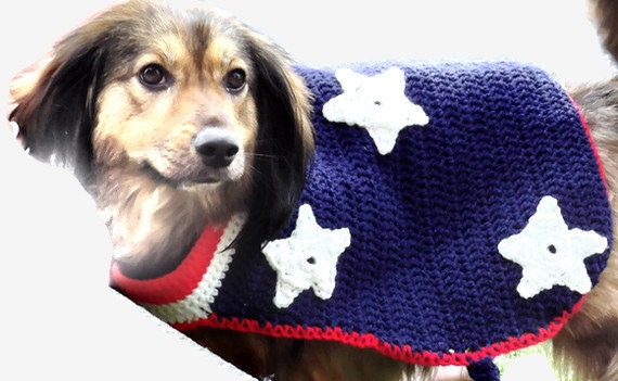 Custom Crochet Dog Sweater for 4th of July