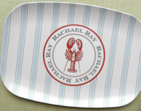Ticking Stripe Melamine Platter: Lobster