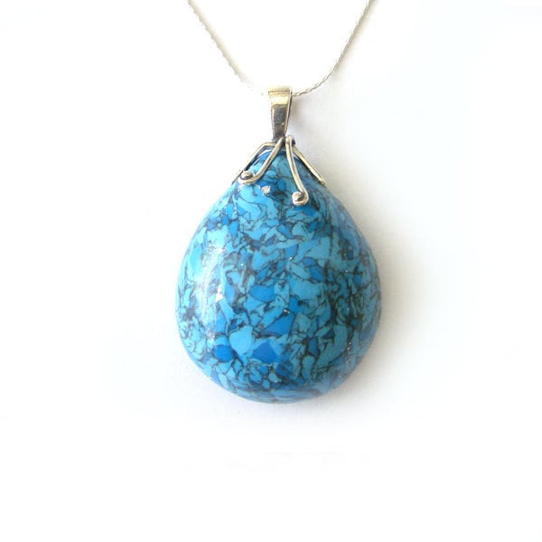 Polymer Clay Teardrop Pendant in Turquoise