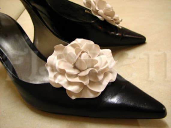 Couture Seashell Audrey Gardenia Bridal Shoe Accessories by Floreti on Etsy