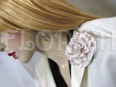 Seashell Gardenia Wedding Dress Pin Silk Flower Bridal by Floretii bridal