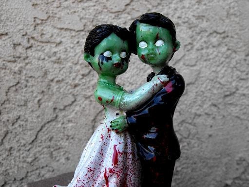 Zombie Style Day of the Dead Wedding Cake Topper - Free Shipping