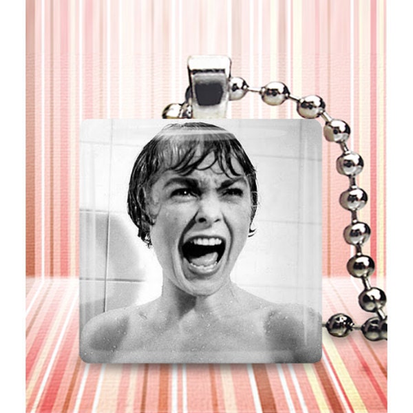 Psycho glass tile pendant necklace