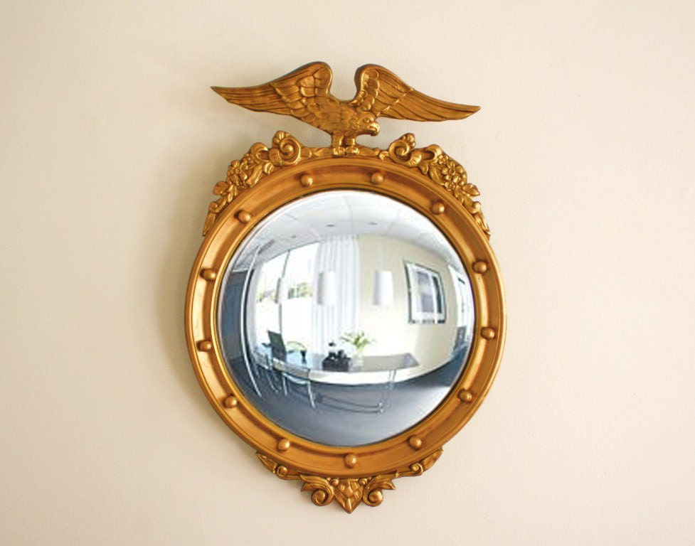 Vintage Federalist Eagle convex mirror, gold gilding