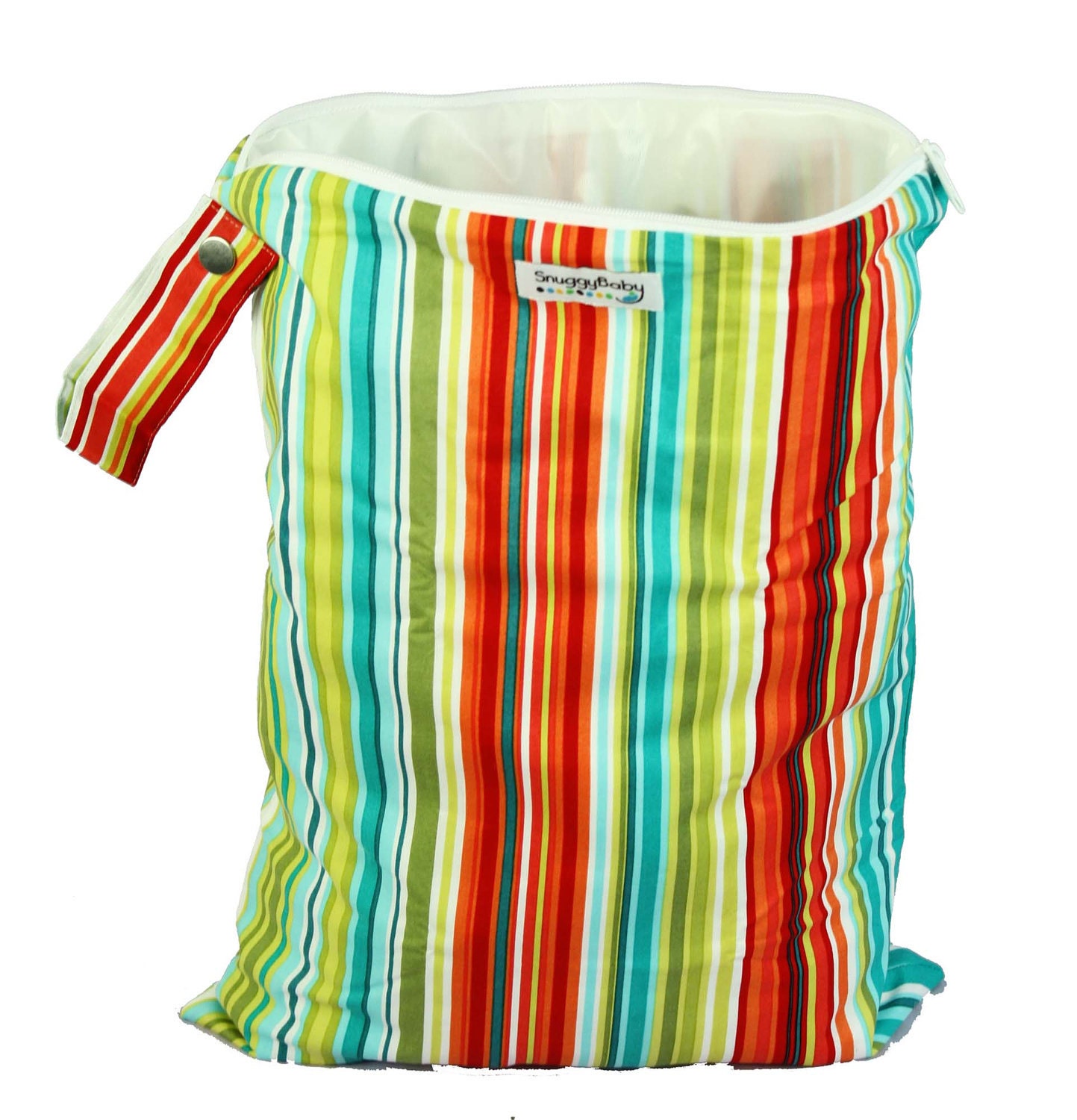 LARGE Wet Bag with Zipper and Waterproof Lining - Caribbean Stripe - FAST SHIPPING