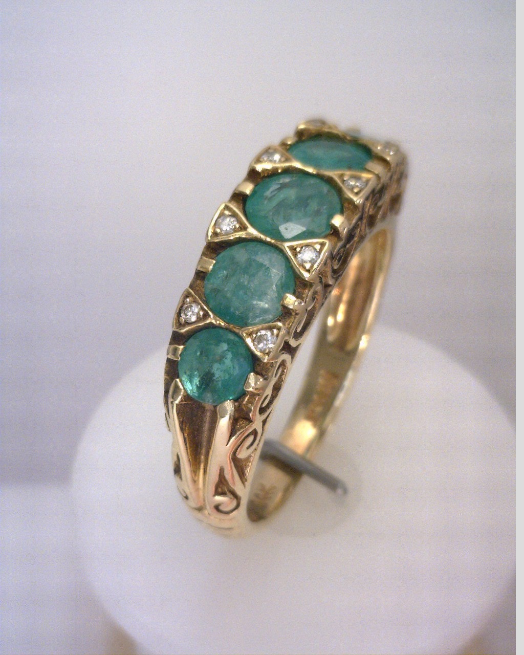 Victorian Style Emerald and Diamond Ring Band