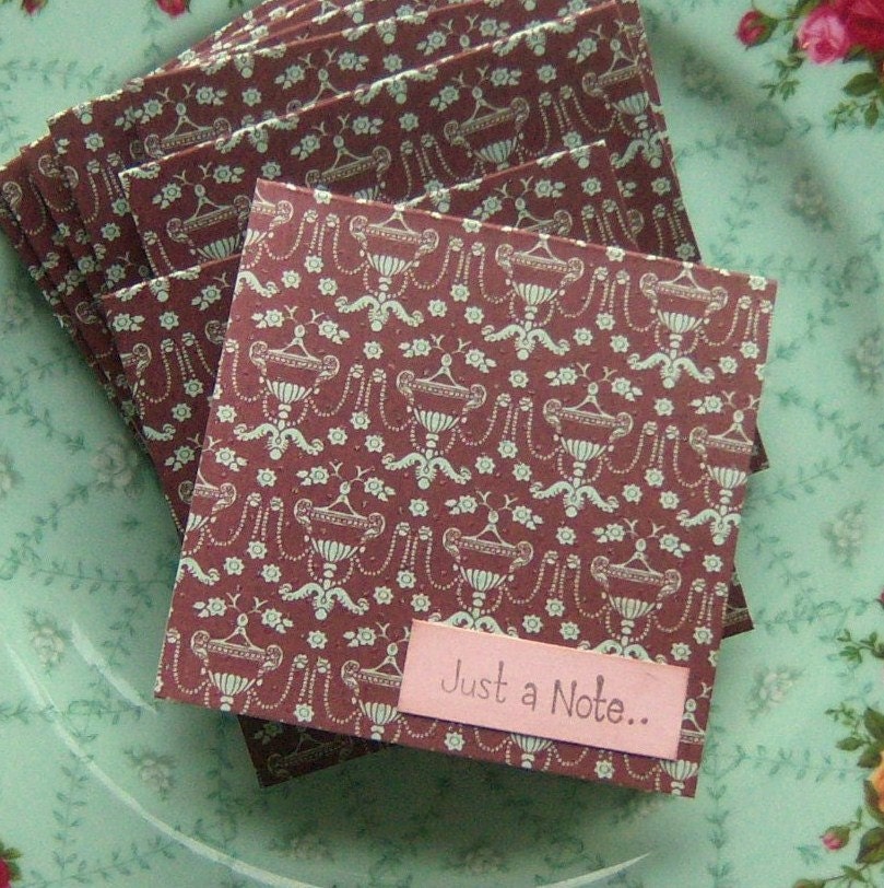 Just a Note Mini Notecards Brown Aqua Pink