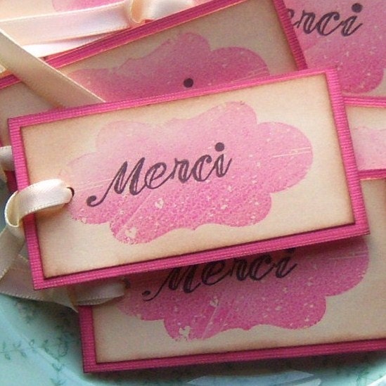 Merci Hang Tags - Shabby Chic Pink and Vintage Inspired