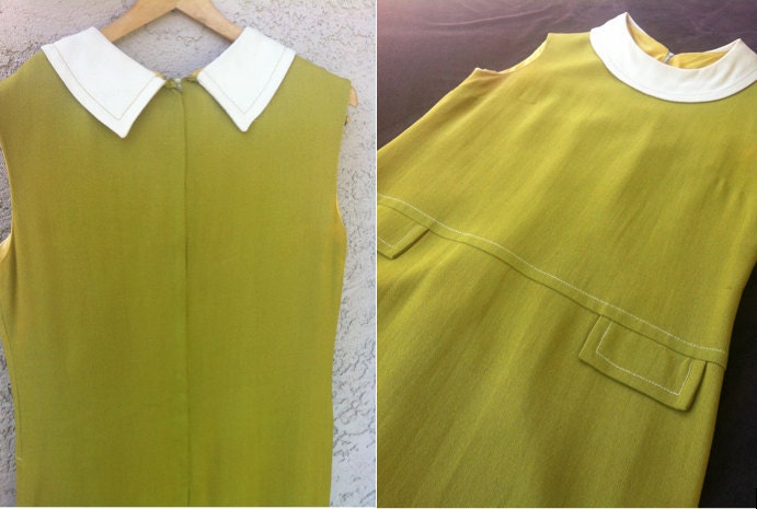 Early 60s Vintage Chartreuse Jackie O School Girl Mini Dress