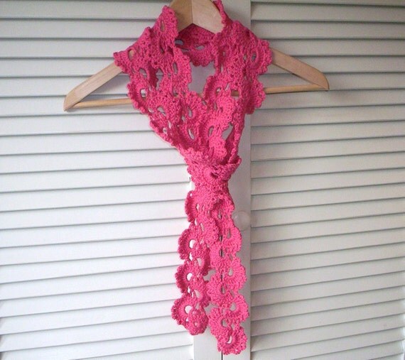Pink crochet scarf