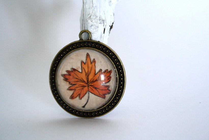 Autumn Leaf- Hand painted necklace
