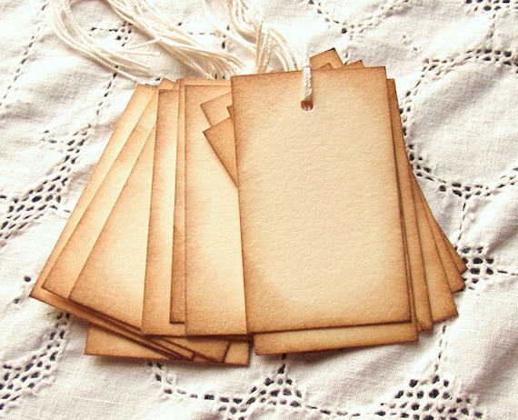 Blank Tags - Hand Aged, Vintage Inspired, Manila & Brown -15-