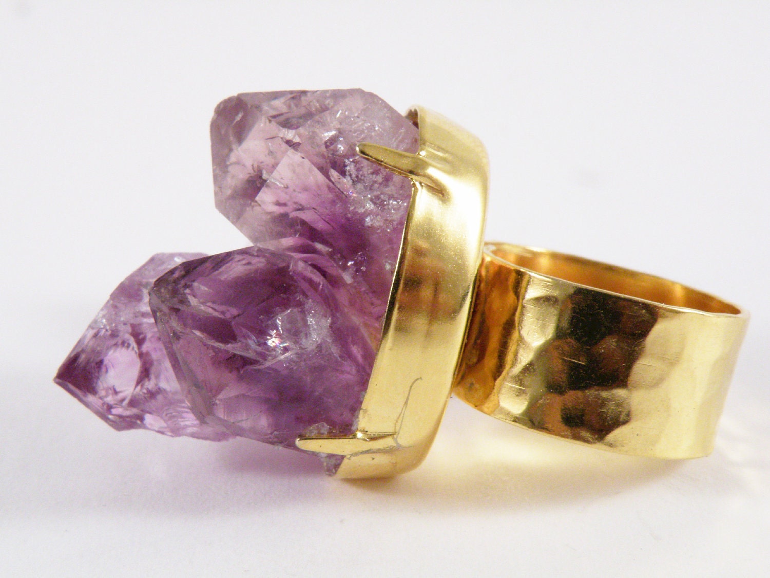 Gold Plated Amethyst  Cluster Ring