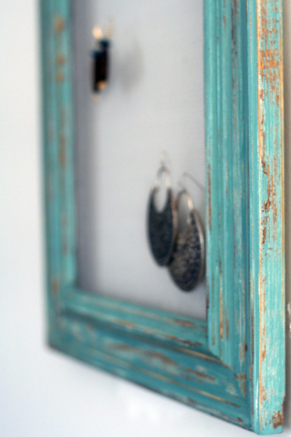 Teal Earring Frame Distressed