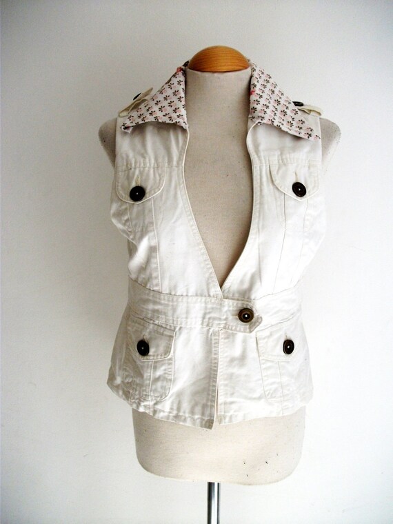 White Vintage Collared Upcycled Jacket