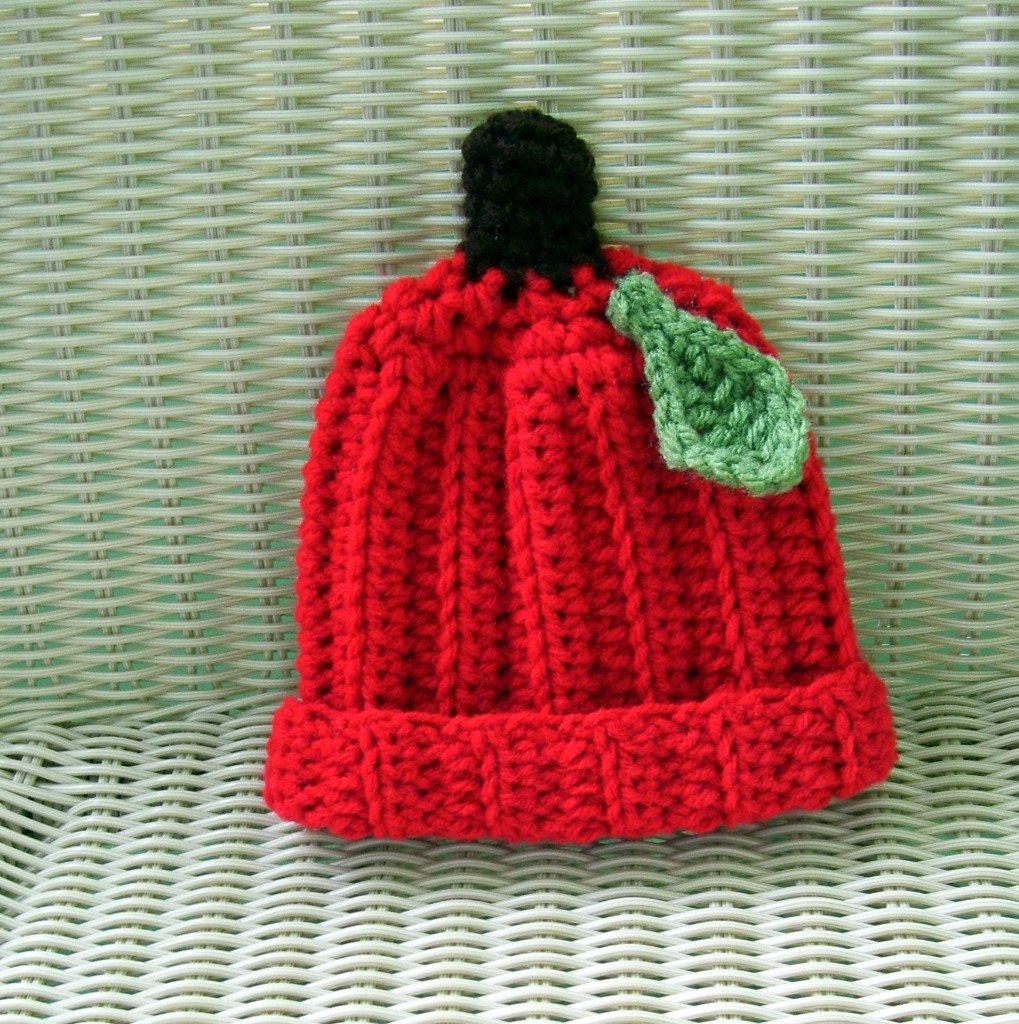 Crocheted Apple Hat Newborn