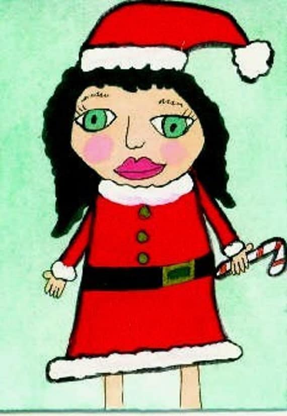 Kristy Kringle Santa's Little Helper ACEO  Free Shipping