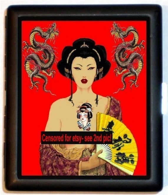 www.viviane.ch/ Viviane Awesome Artwork Red Dragon Tattoo with Pinup Geisha 
