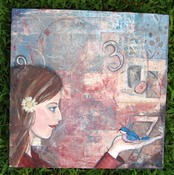 secret numbers...12x12inch mixed media painting