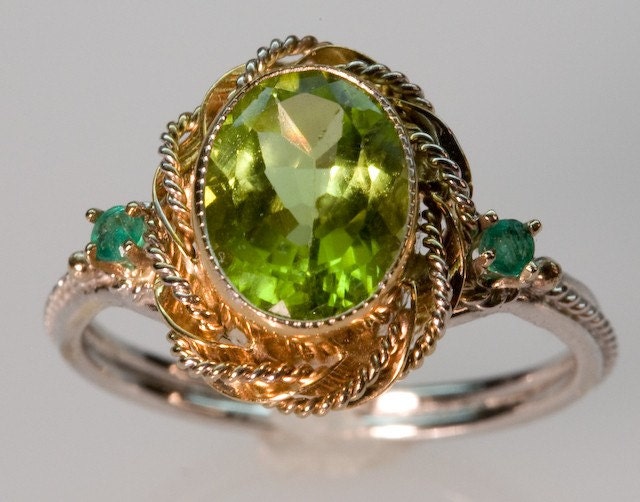 Peridot and Emerald Green Ring