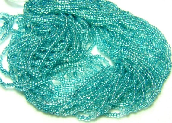 Vintage Trans Pastel Aqua Blue Czech Glass Seed Beads