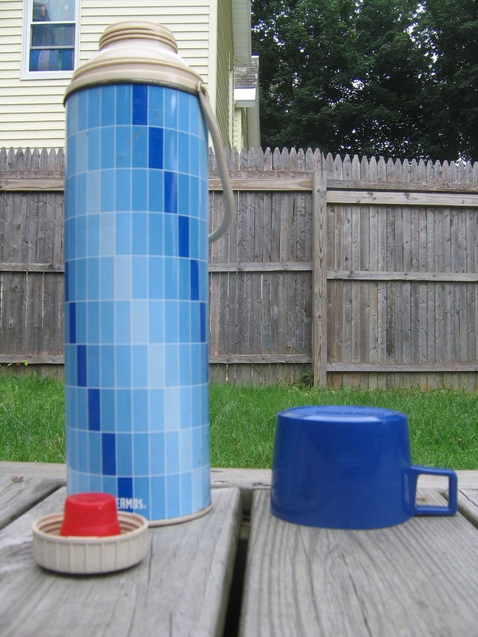 A Spectrum of Blues Checkered Thermos