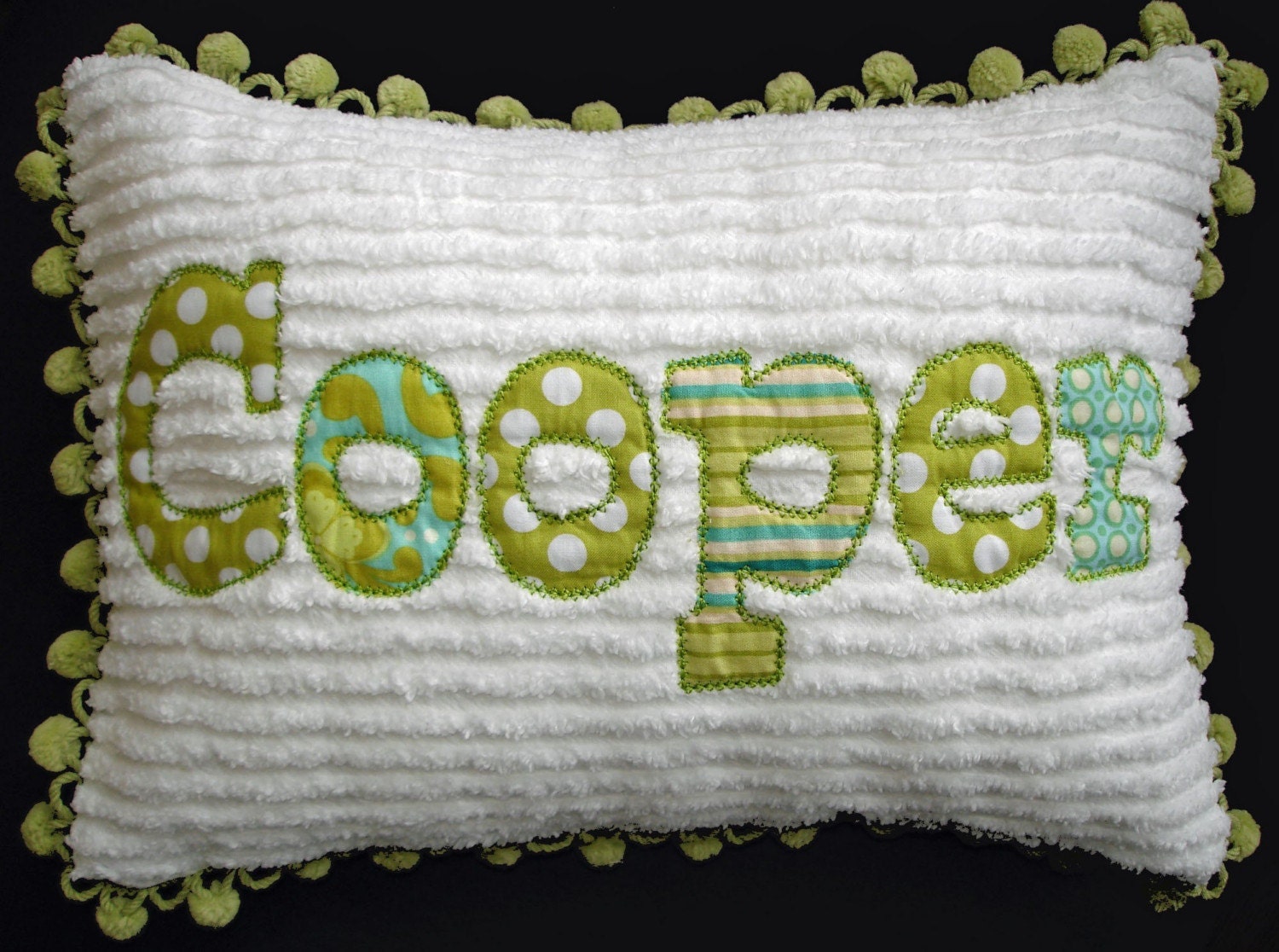 Chenille or Minky Name Pillow  Made to Match  Bedding