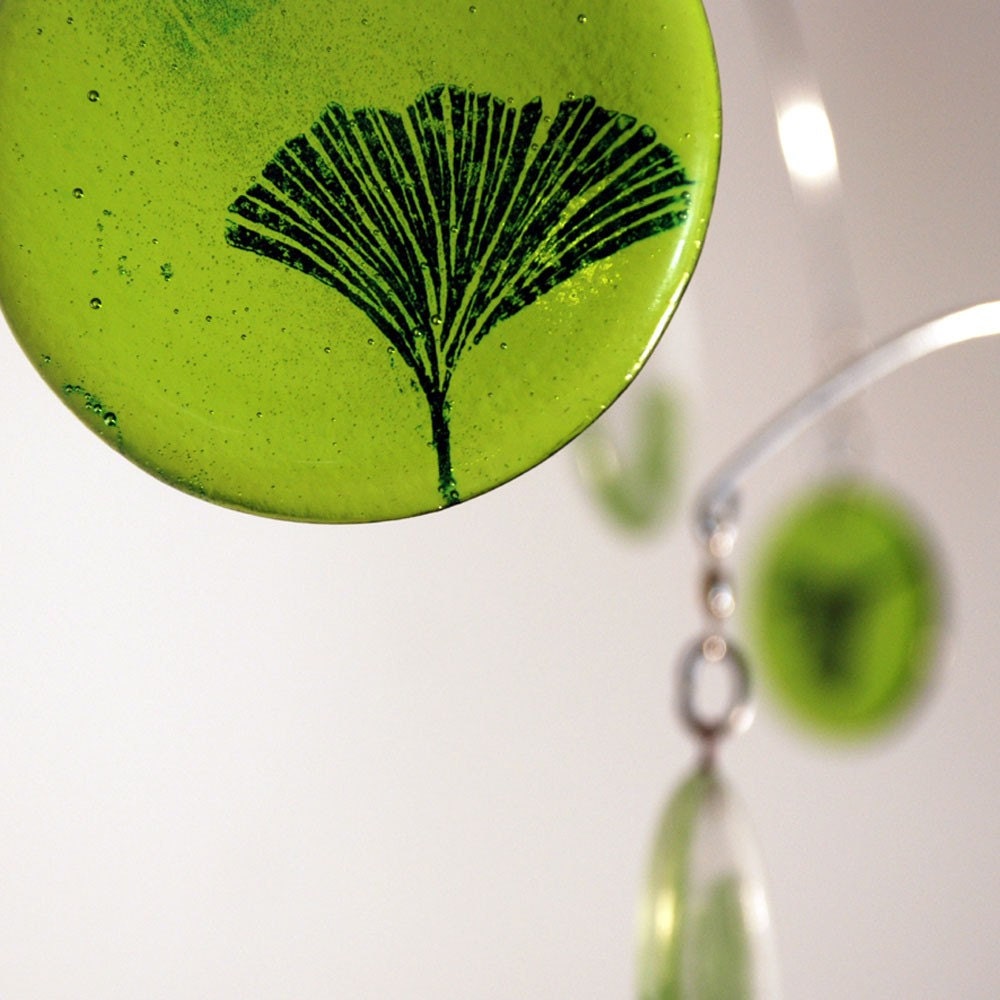 Ginkgo Leaf Glass Mobile