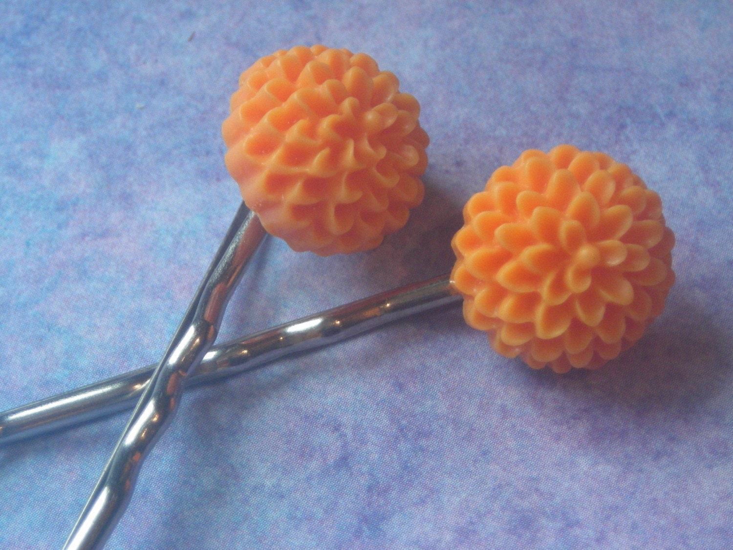 Orange mums - Vintage inspired hair pins
