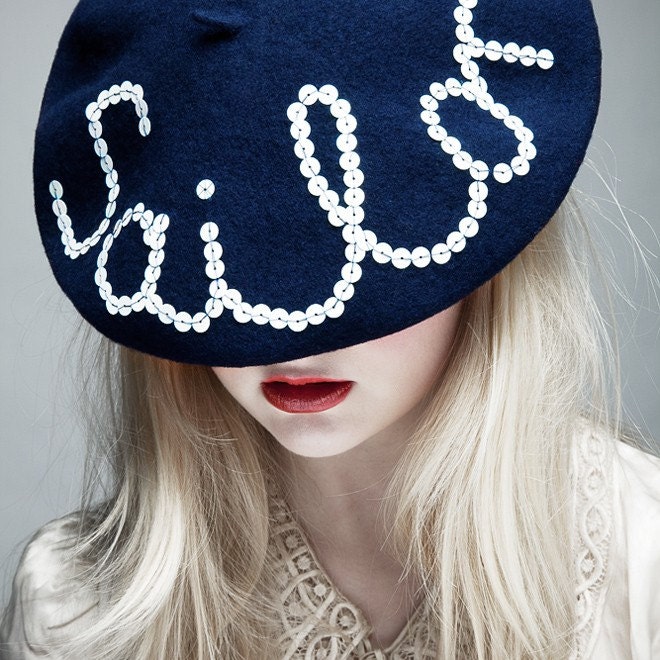 All The Nice Girls Love A Sailor Beret( white sequins)
