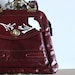 VINTAGE
                                    burgundy PURSE with hand painted owl - Wise