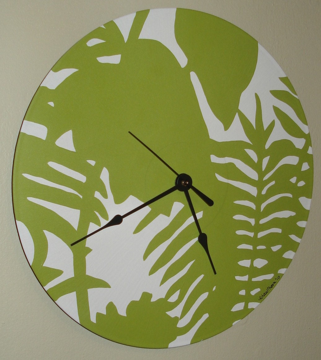 Handpainted Recycled Record Clock