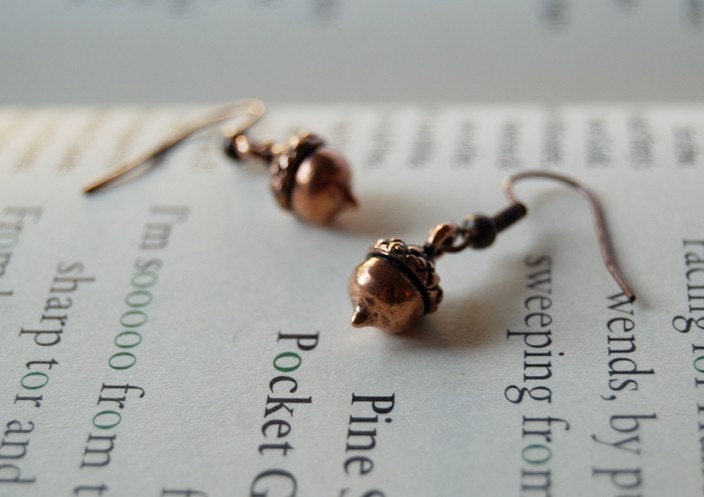 Teeny Tiny Copper Acorn Earrings