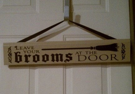 Vinyl sign Wall Art  Leave your brooms at the door