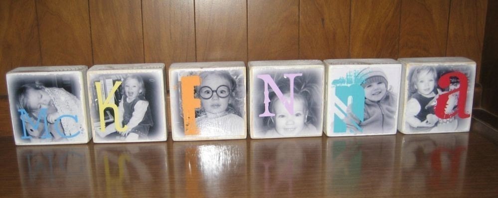 Wooden NAME Photo Blocks- for child or baby's room