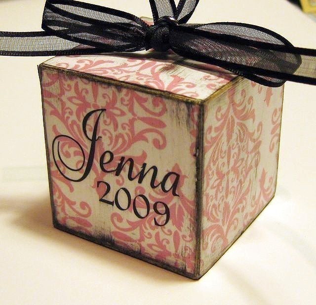 Personalized Baby Girl Cube Ornament