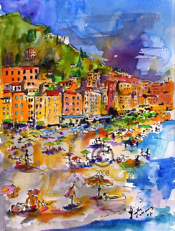 Original Watercolor Painting - Italian Riviera Camogli