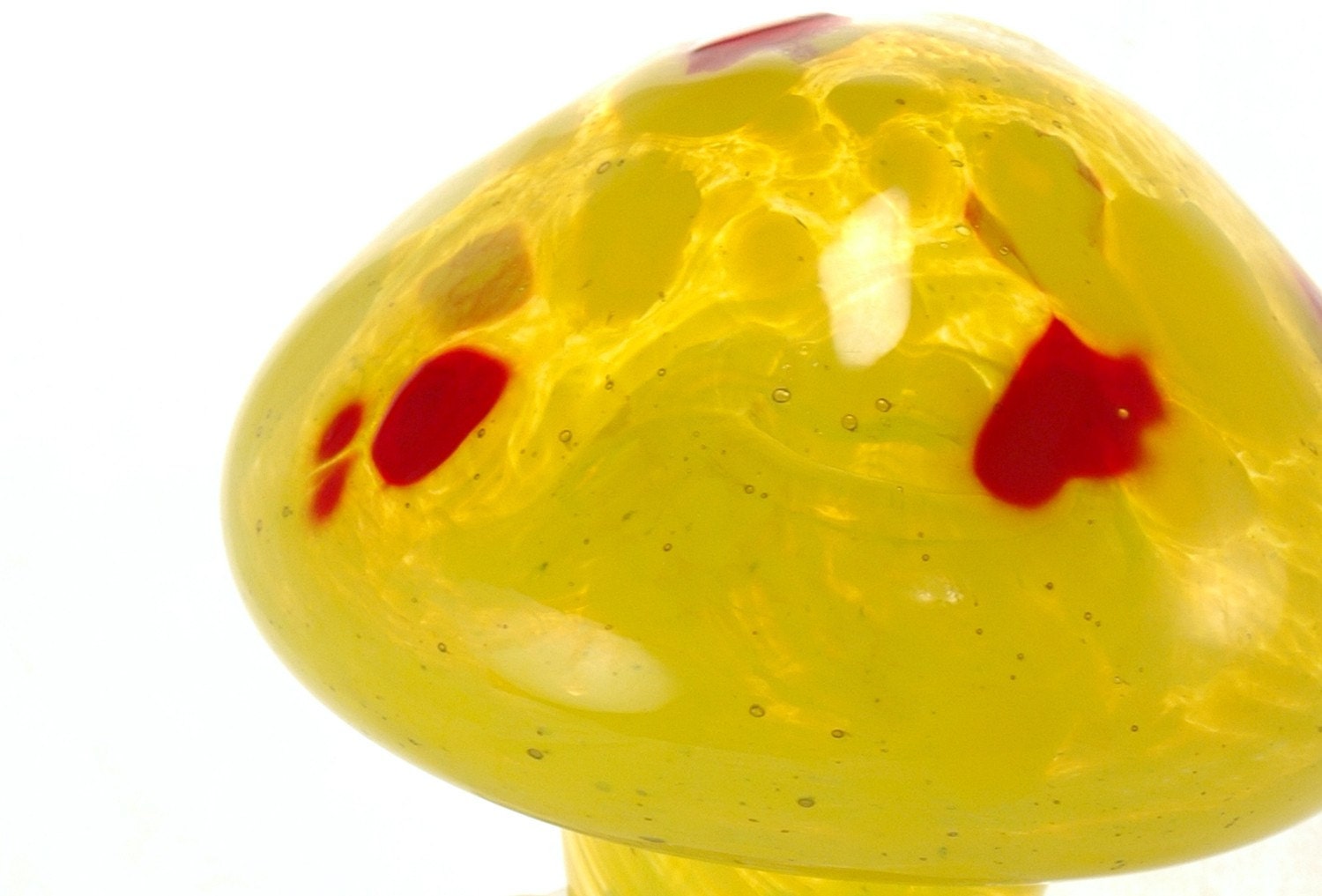 Yellow Hand Blown Glass Mushroom