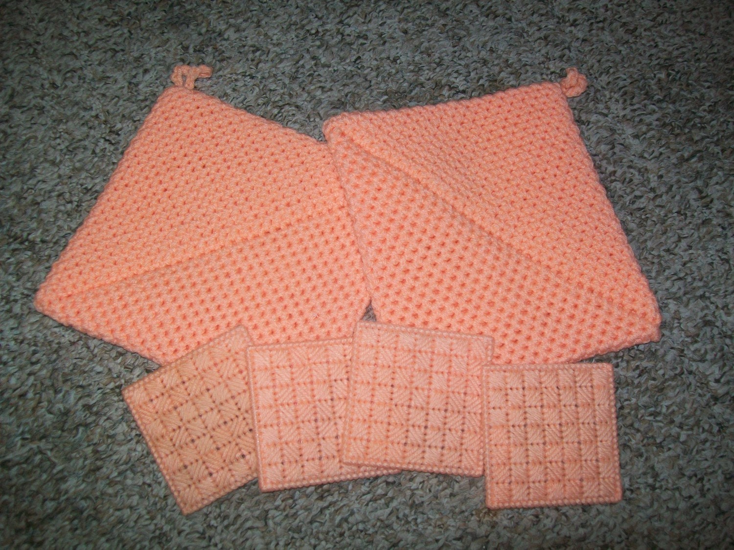 Hot Pad/Coaster Set in Light Coral