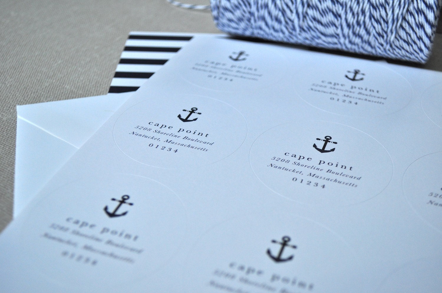 Anchor Collection Nautical Stationery Suite (note cards, envelopes & return address stickers)