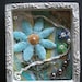 OUTSIDE - Tiny Collage Mixed Media OOAK Framed Signed with Beads Flowers Silver Chain