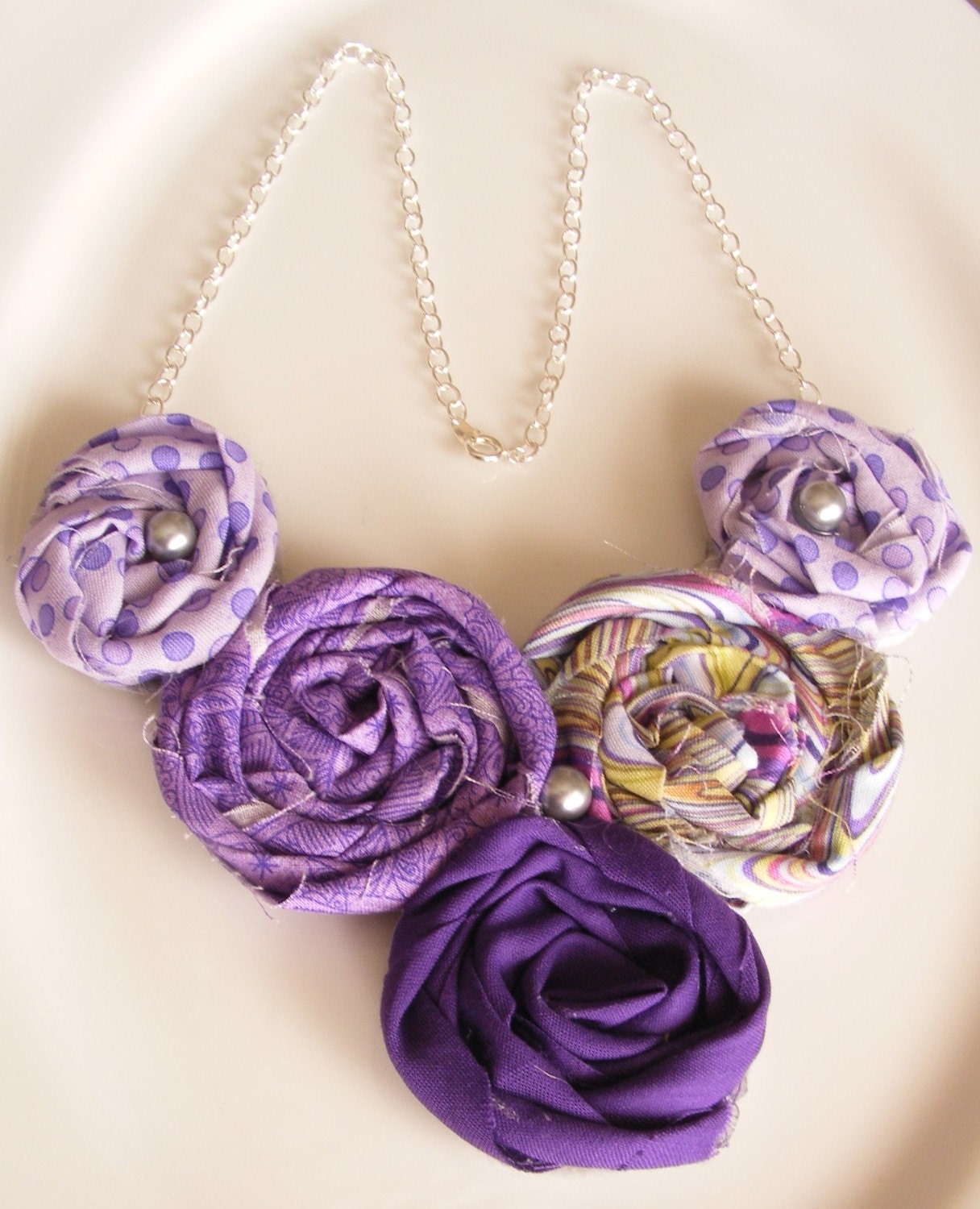 Purple Rosette Necklace