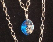 Handmade Silver Necklace with Blue Pendant