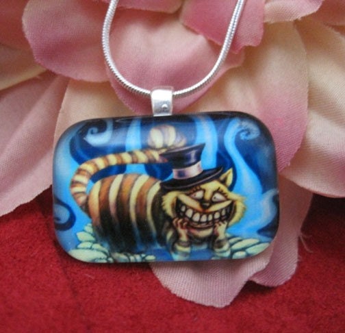Wonder Cat Cheshire Fantasy Glass Pendant
