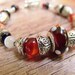 Red and Black Agate and Lamp Work Bead Bracelet