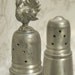 Vintage Garden Pewter Salt & Pepper Shakers - Pewter over Amber Glass