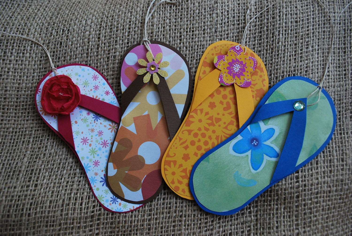 Flip Flop Gift Tags - Set of Four