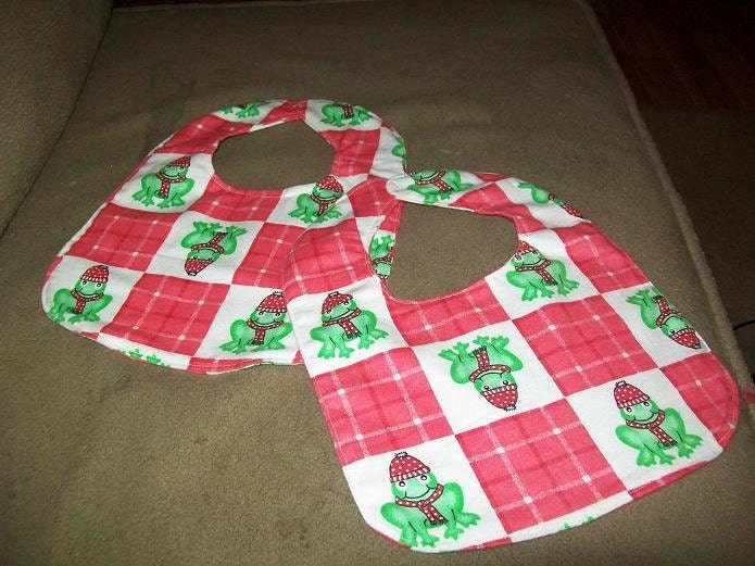 Baby Bibs in Christmas Frog Design  Set of 2