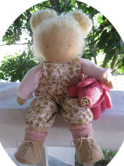 Anika Loves her Piggy A FairyWoolDoll Creation made in the Waldorf tradition Cloth Doll
